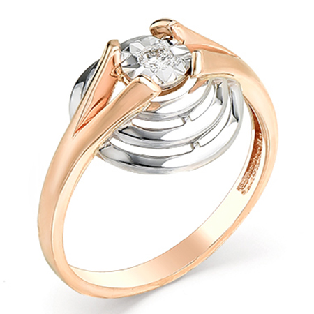 Кольцо, золото, бриллиант, красный, 1-107-116